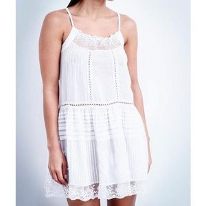 POUR Les Femmes Embroidered Lace Eyelet Boho Cami Tank Cotton Dress, size XS